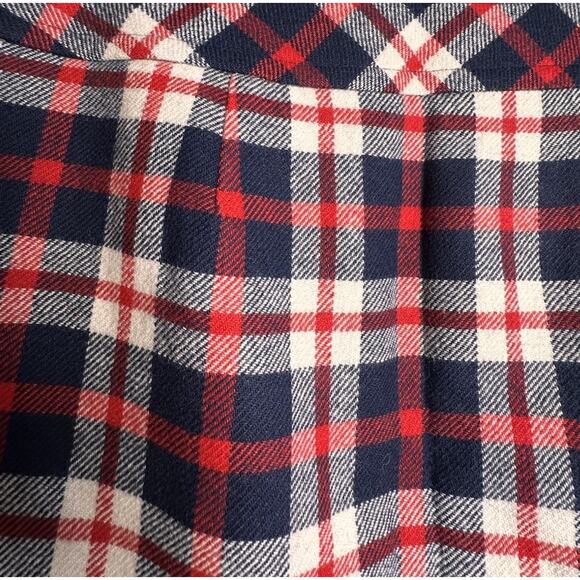 Talbots Wool Blend Mini Skirt Sz 6 P Red White Preppy Academia Blue Plaid Lined - Picture 5 of 11